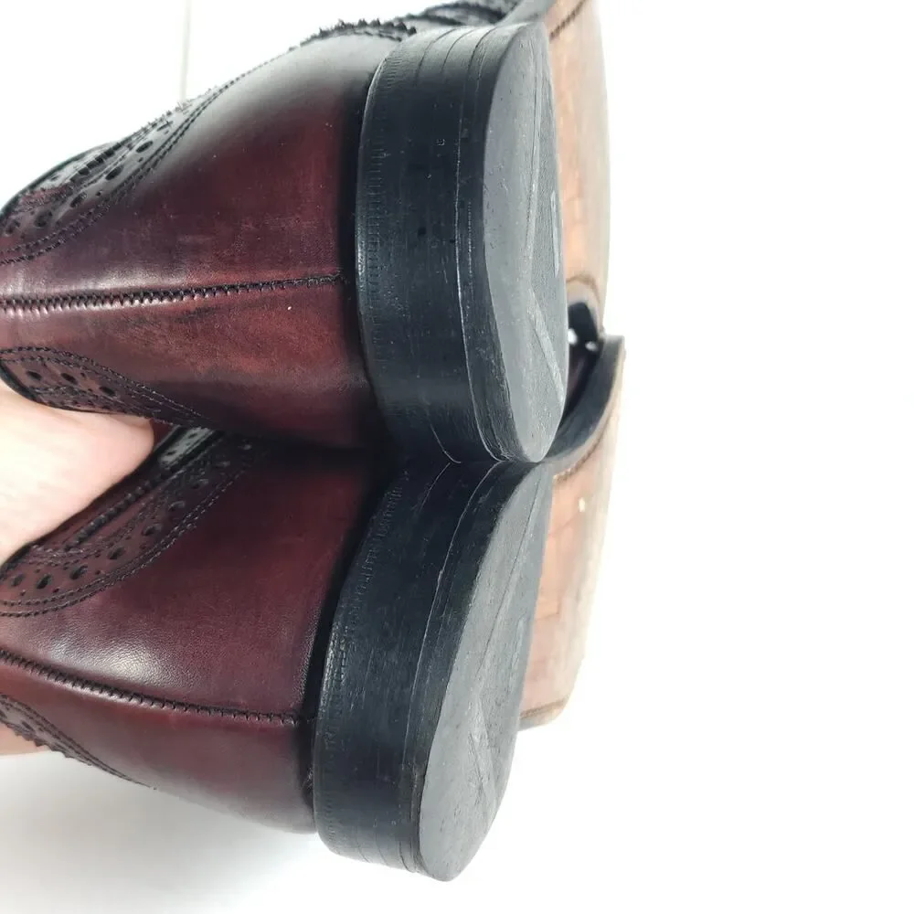 Allen Edmonds Mens McAllister US9,5C Burgandy Leather Wingtip Brogue Dress Shoes